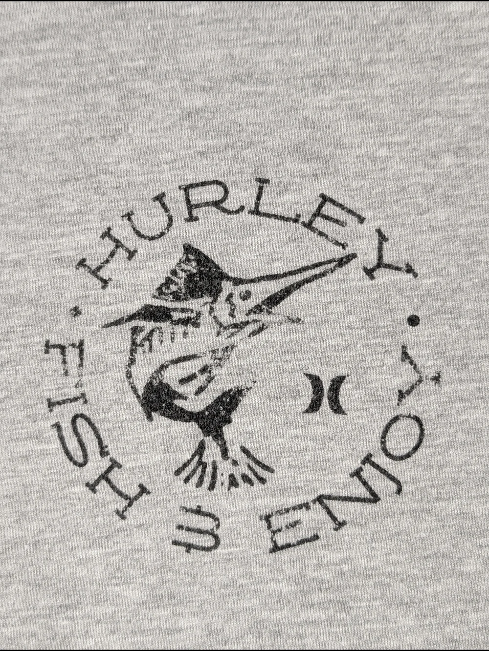 Hurley Fish Enjoy Graphic Logo Men's M T-Shirt‎ Grey